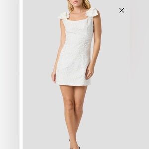 All in Favor White Textured Mini Dress